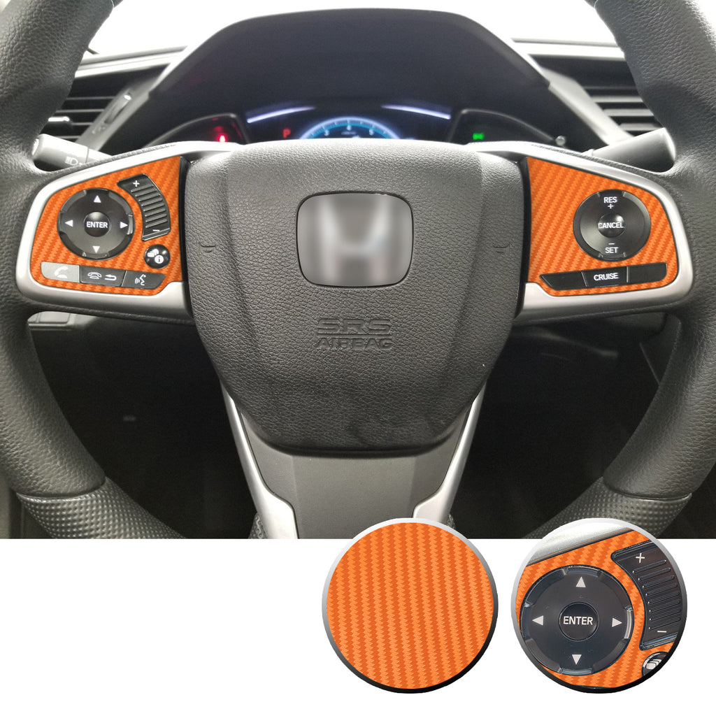 Steering Wheel Side Control Panel Trim Vinyl Decal Overlay Accent Compatible with Honda Civic 2016-2020