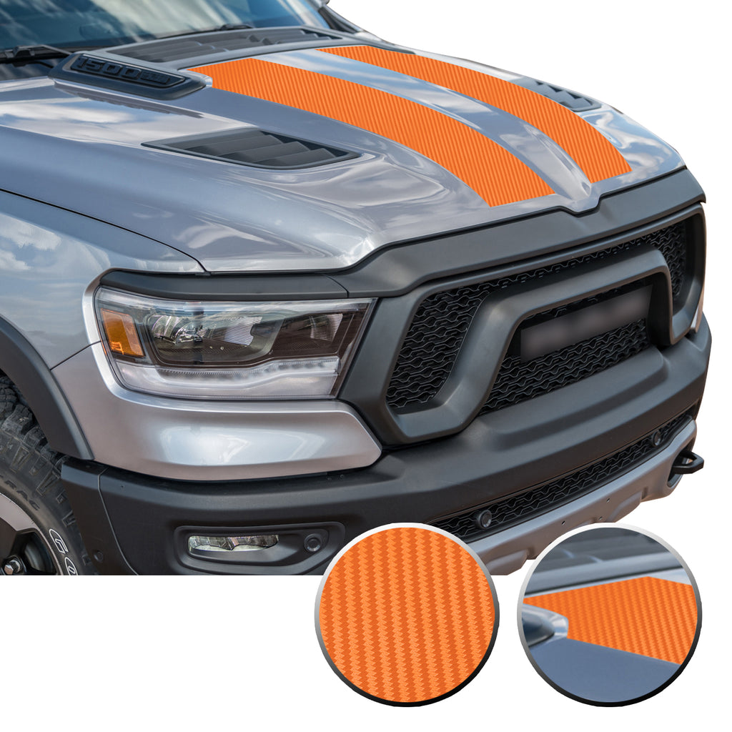 Solid Hood Scoop Decal Accent Overlay Precut Trim Compatible with and Fits Ram 1500 Rebel Crew Cab Quad Cab 2020