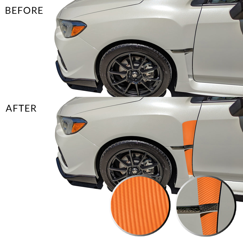 Front Fender Upper Lower Trim Vinyl Decal Overlay Wrap Inserts Sticker Compatible with and Fits WRX STi 2015-2019