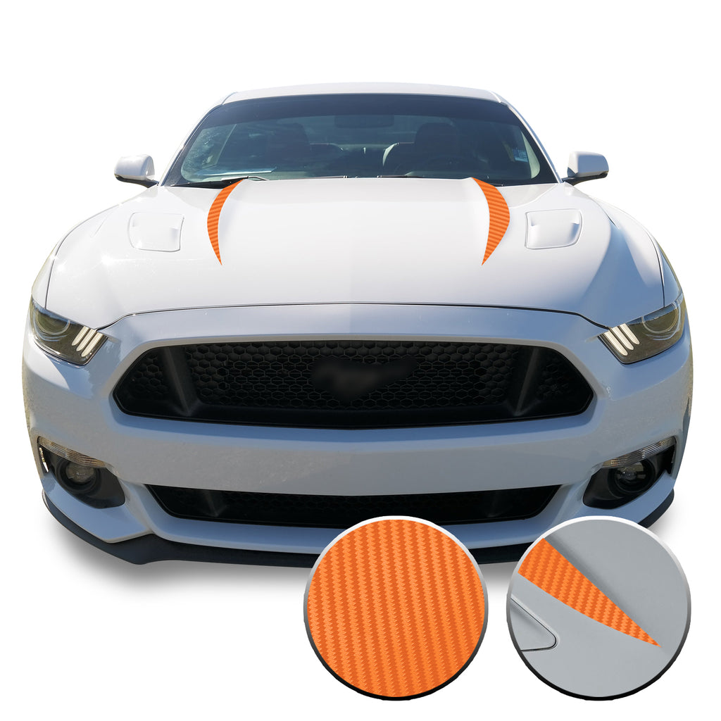 Hood Spears Stripes Vinyl Decal Overlay Wrap Trim Compatible with and Fits Mustang 2015-2017