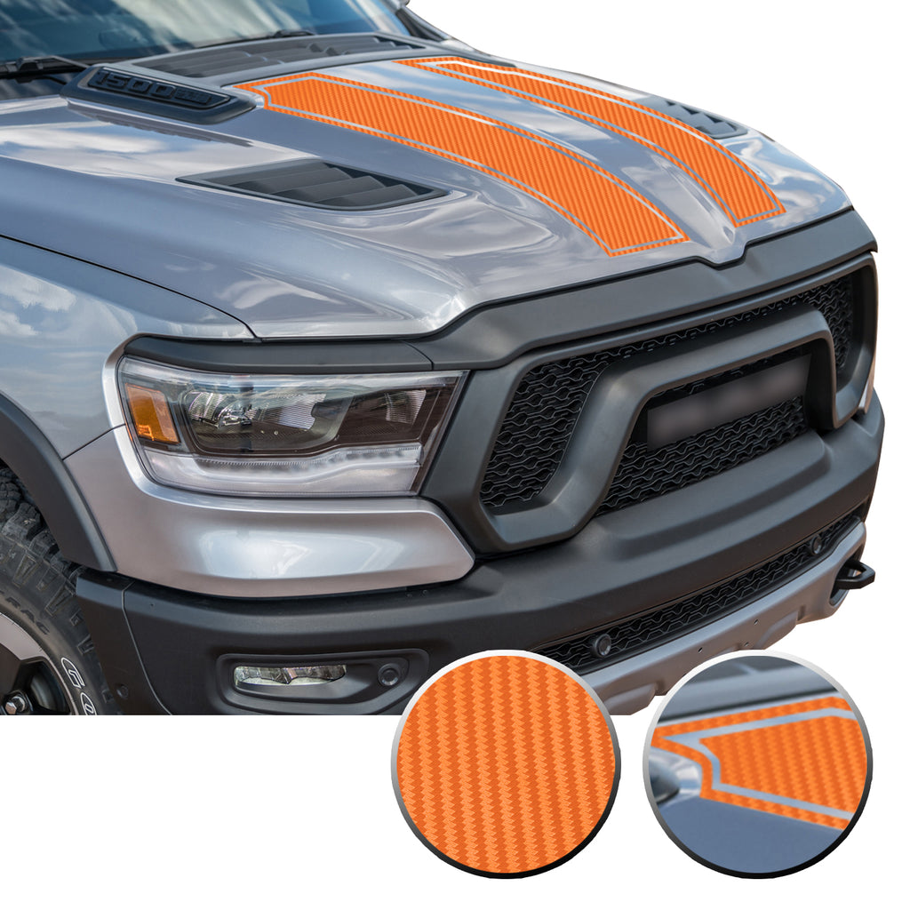 Outlined Hood Scoop Decal Accent Overlay Precut Trim Compatible with and Fits Ram 1500 Rebel Crew Cab Quad Cab 2020