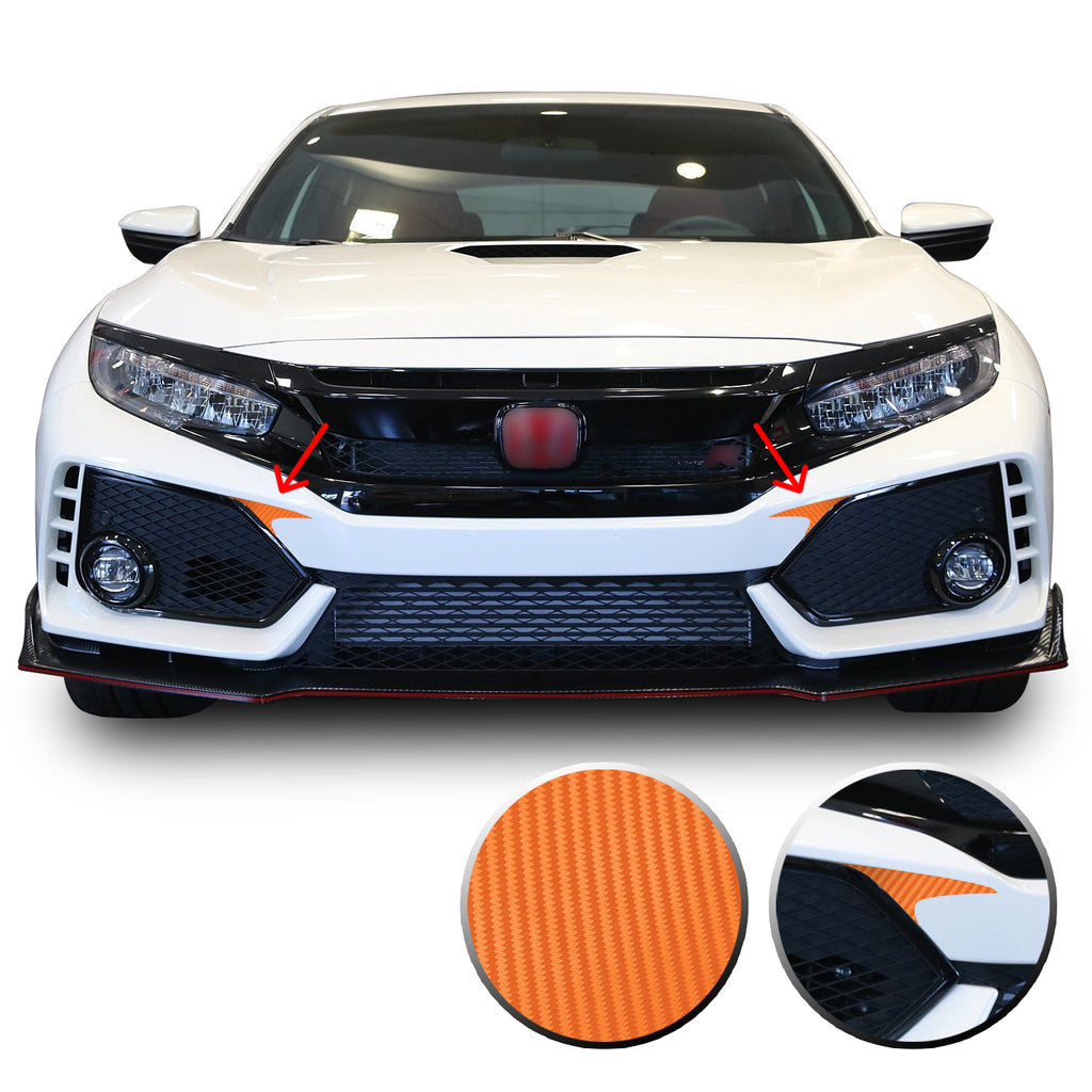 Front Bumper Fangs Accent Vinyl Decal Overlay Wrap Compatible with Honda Civic Sedan Coupe SI Hatchback Type R 2016-2020