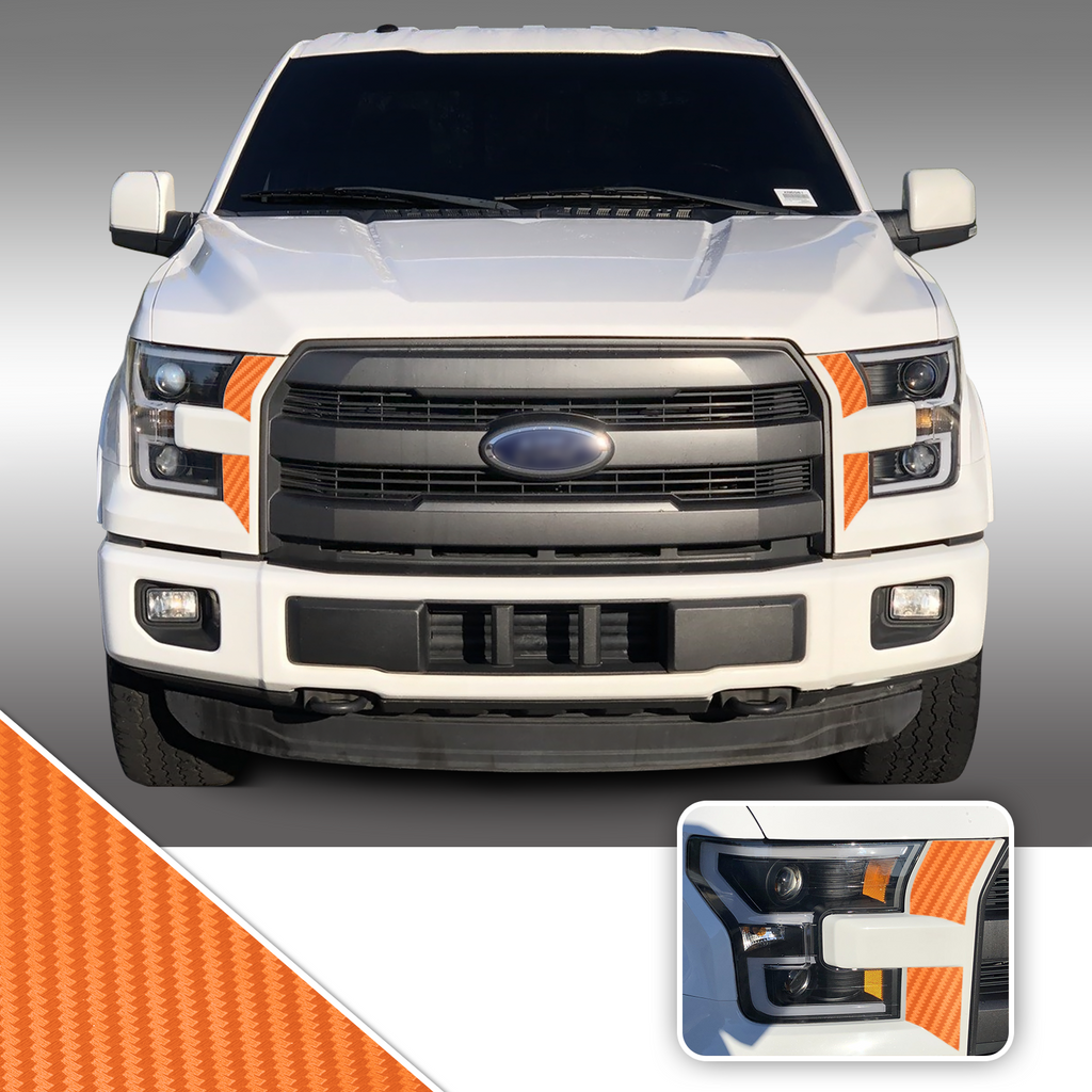 Headlight Front Accents Vinyl Decal Overlay Wrap Trim Compatible with and Fits F-150 2015-2017
