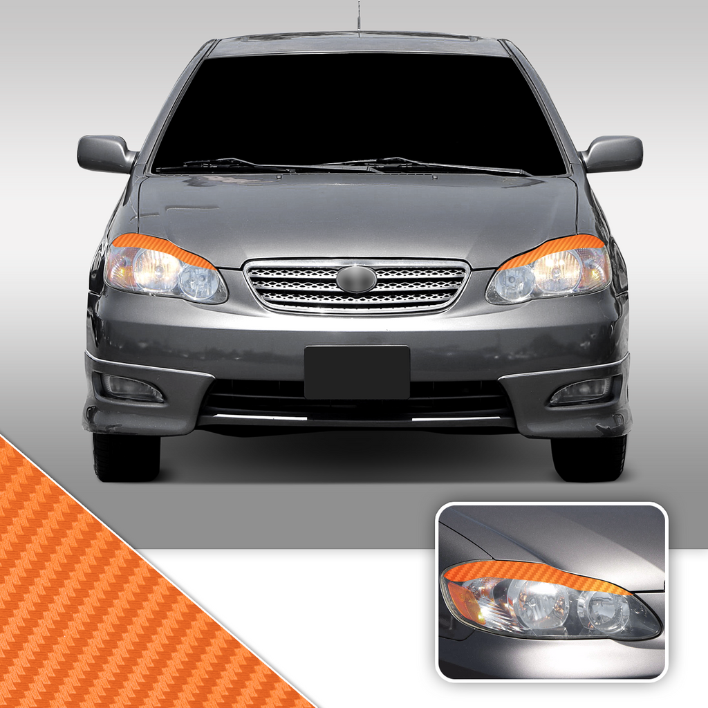 Headlight Eyelid Eyebrow Overlay Accent Pre Cut Vinyl Decal Wrap Compatible with Toyota Corolla 2003-2008