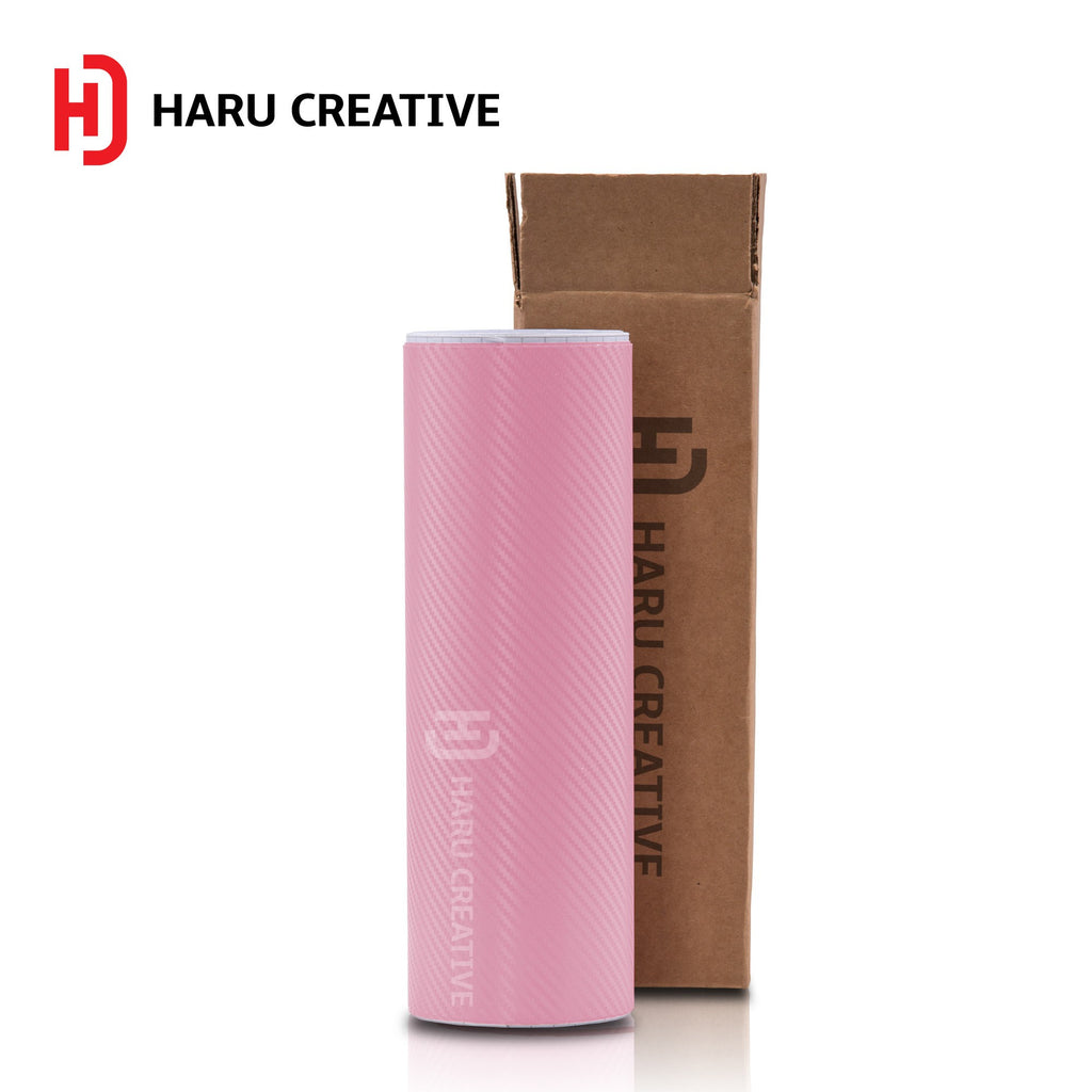 Pink 3D Carbon Fiber Vinyl Wrap - Adhesive Decal Film Sheet Roll - Haru Creative 3D Carbon Fiber