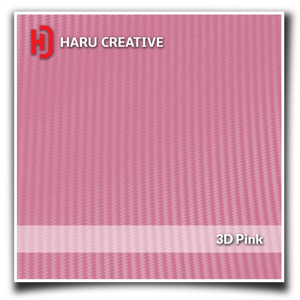 Pink 3D Carbon Fiber Vinyl Wrap - Adhesive Decal Film Sheet Roll - Haru Creative 3D Carbon Fiber