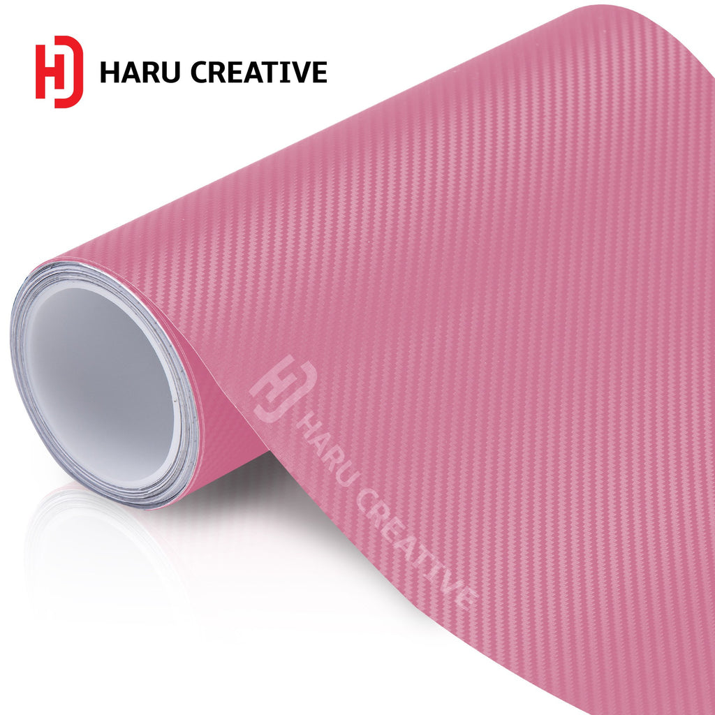 Pink 3D Carbon Fiber Vinyl Wrap - Adhesive Decal Film Sheet Roll - Haru Creative 3D Carbon Fiber