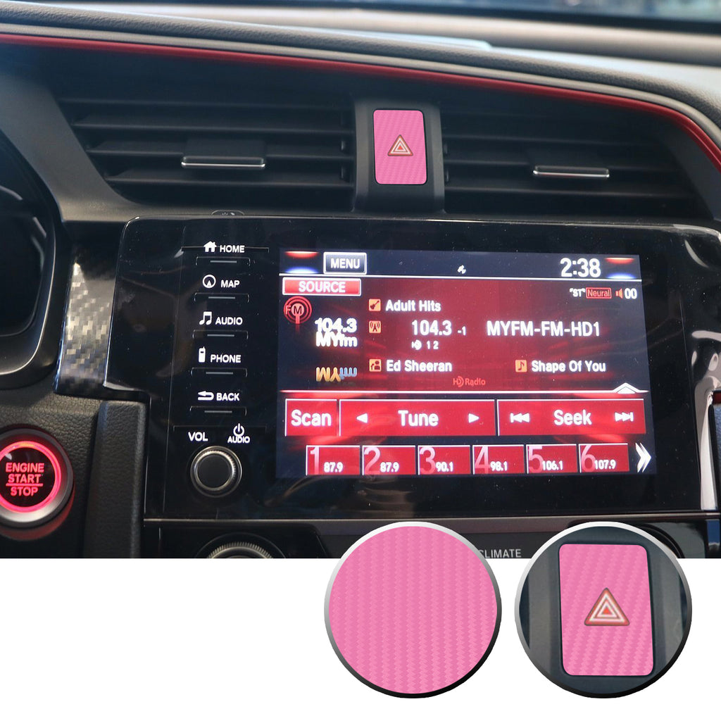 Hazard Warning Lights Button Switch Vinyl Decal Sticker Trim Overlay Compatible with Honda Civic 2016-2020