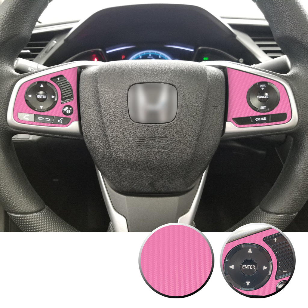 Steering Wheel Side Control Panel Trim Vinyl Decal Overlay Accent Compatible with Honda Civic 2016-2020