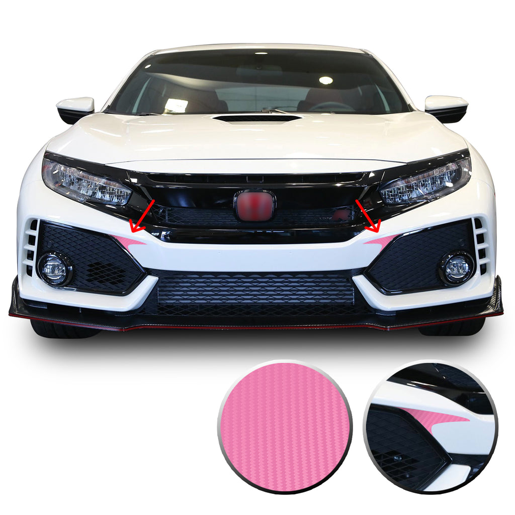 Front Bumper Fangs Accent Vinyl Decal Overlay Wrap Compatible with Honda Civic Sedan Coupe SI Hatchback Type R 2016-2020