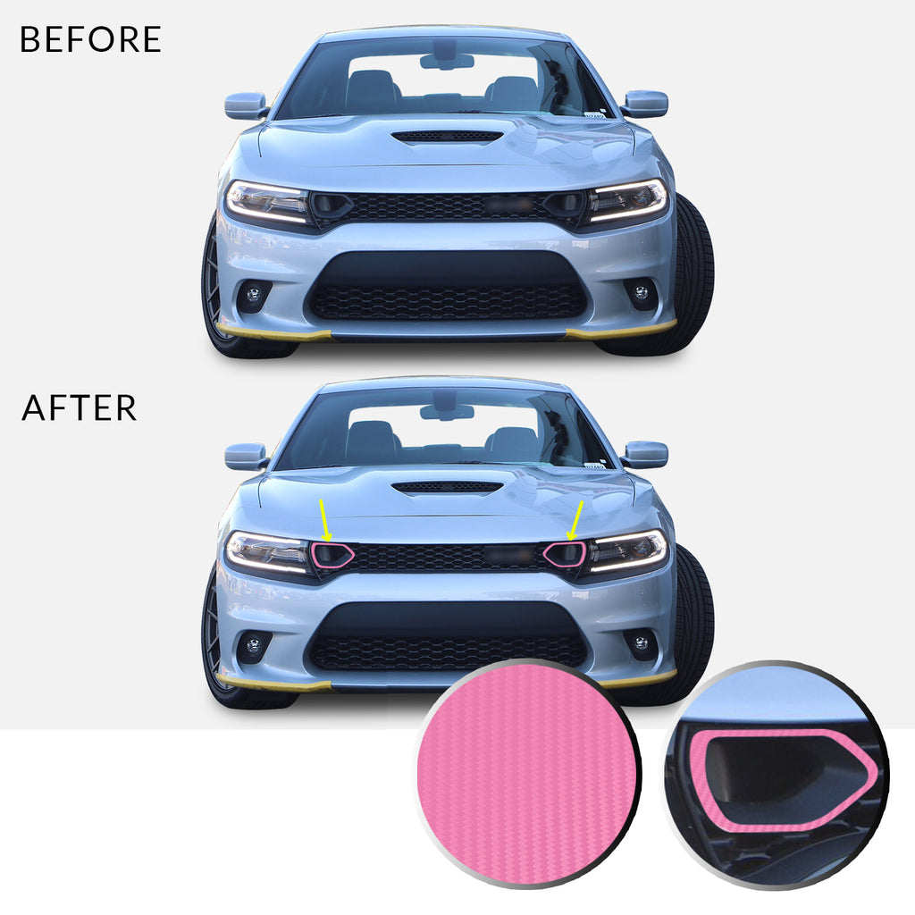 Front Bumper Upper Grille Bezel Overlay Wrap Vinyl Decal Compatible with and Fits Charger Scat Pack 2019