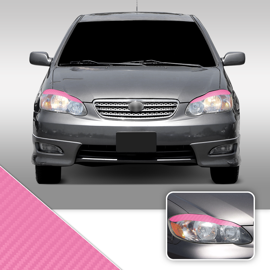 Headlight Eyelid Eyebrow Overlay Accent Pre Cut Vinyl Decal Wrap Compatible with Toyota Corolla 2003-2008