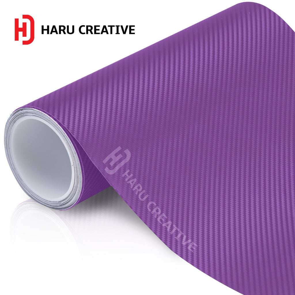 Purple 3D Carbon Fiber Vinyl Wrap - Adhesive Decal Film Sheet Roll - Haru Creative 3D Carbon Fiber