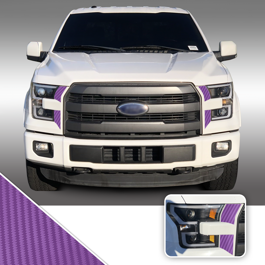 Headlight Front Accents Vinyl Decal Overlay Wrap Trim Compatible with and Fits F-150 2015-2017