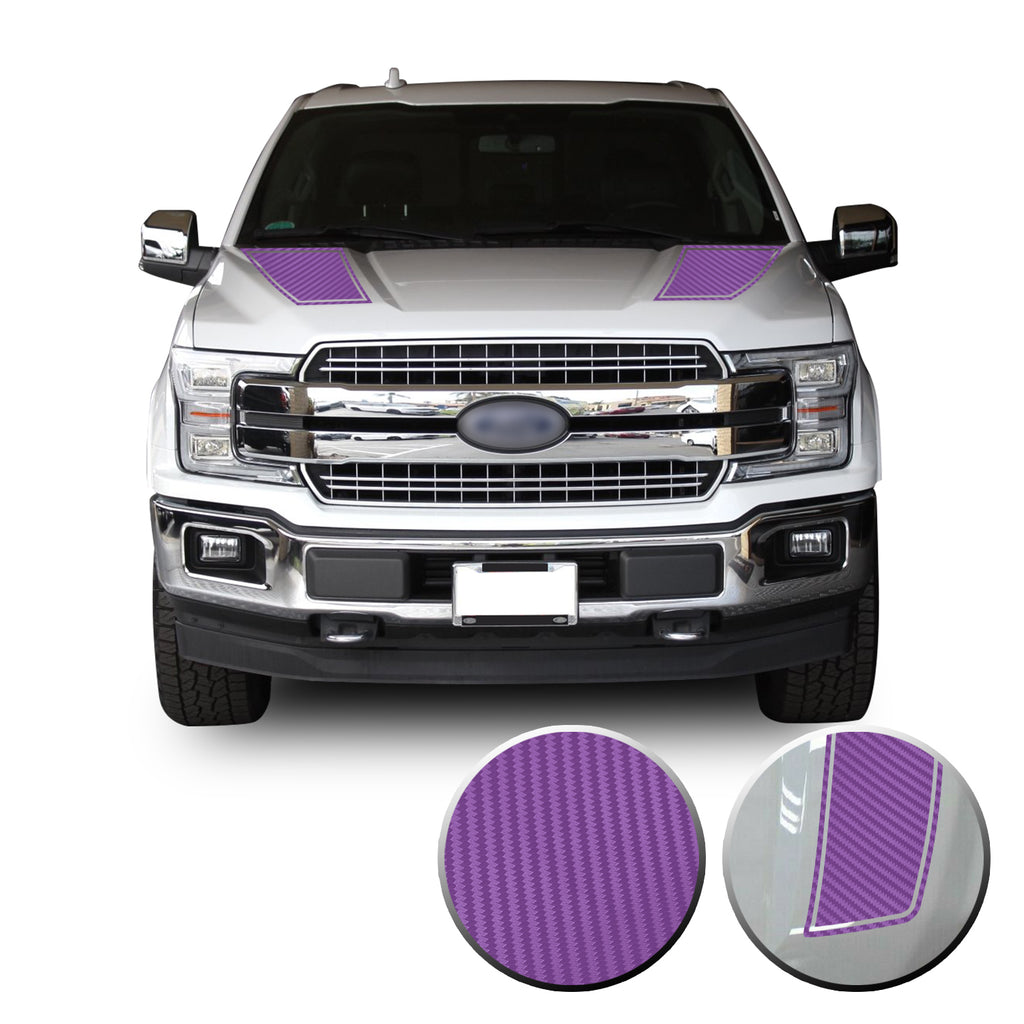 Front Outlined Hood Stripes Vinyl Graphic Decal Overlay Wrap Compatible with and Fits F-150 2015-2020