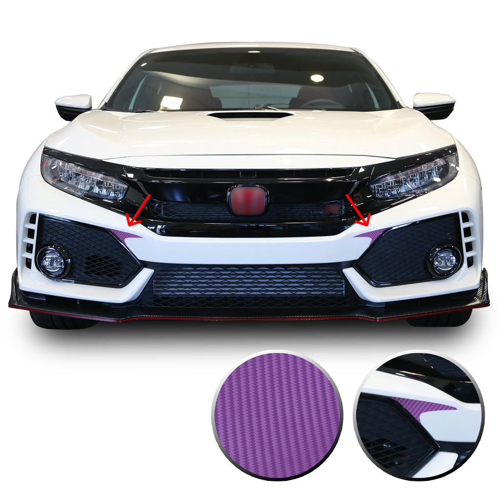 Front Bumper Fangs Accent Vinyl Decal Overlay Wrap Compatible with Honda Civic Sedan Coupe SI Hatchback Type R 2016-2020