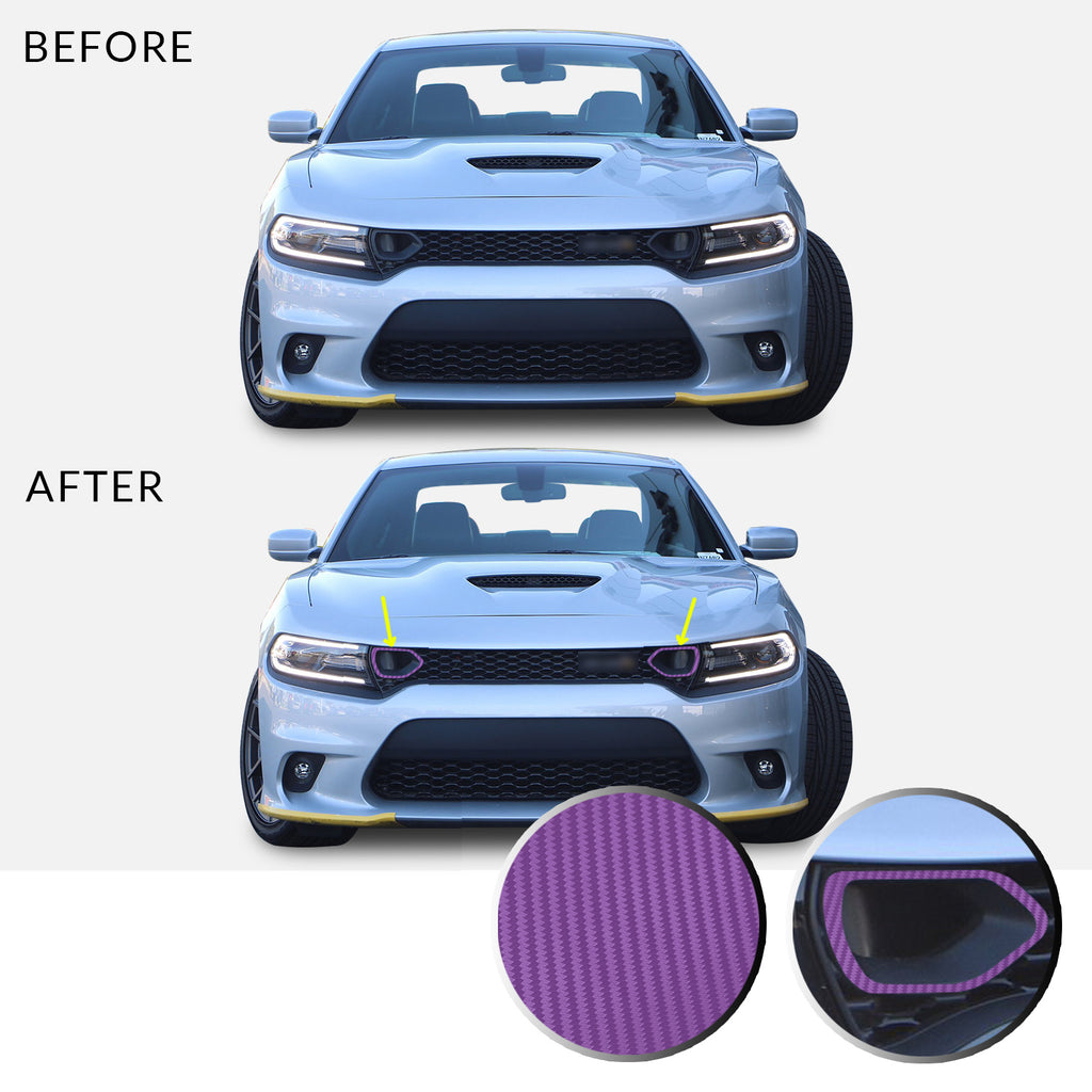 Front Bumper Upper Grille Bezel Overlay Wrap Vinyl Decal Compatible with and Fits Charger Scat Pack 2019