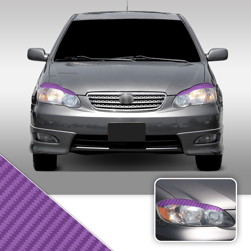 Headlight Eyelid Eyebrow Overlay Accent Pre Cut Vinyl Decal Wrap Compatible with Toyota Corolla 2003-2008