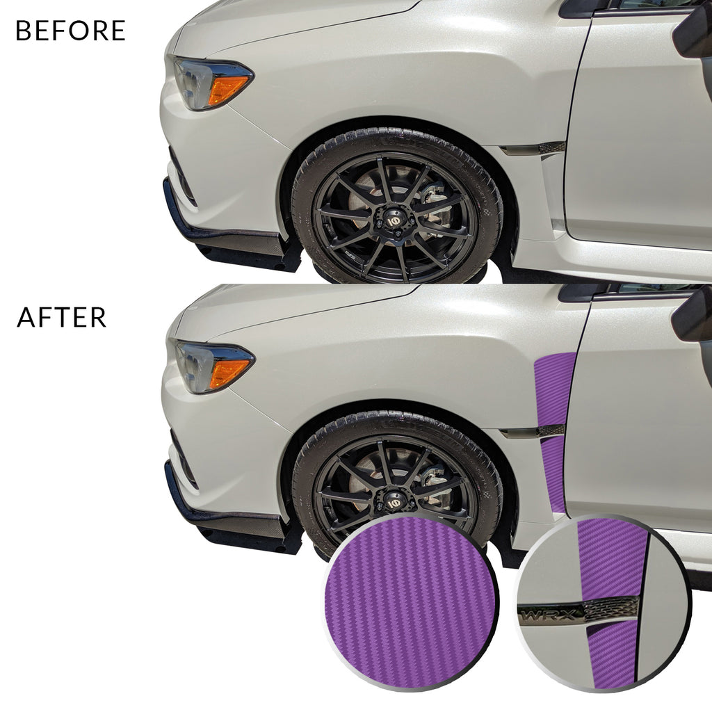 Front Fender Upper Lower Trim Vinyl Decal Overlay Wrap Inserts Sticker Compatible with and Fits WRX STi 2015-2019