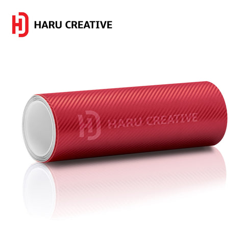 Red 3D Carbon Fiber Vinyl Wrap - Adhesive Decal Film Sheet Roll - Haru Creative 3D Carbon Fiber