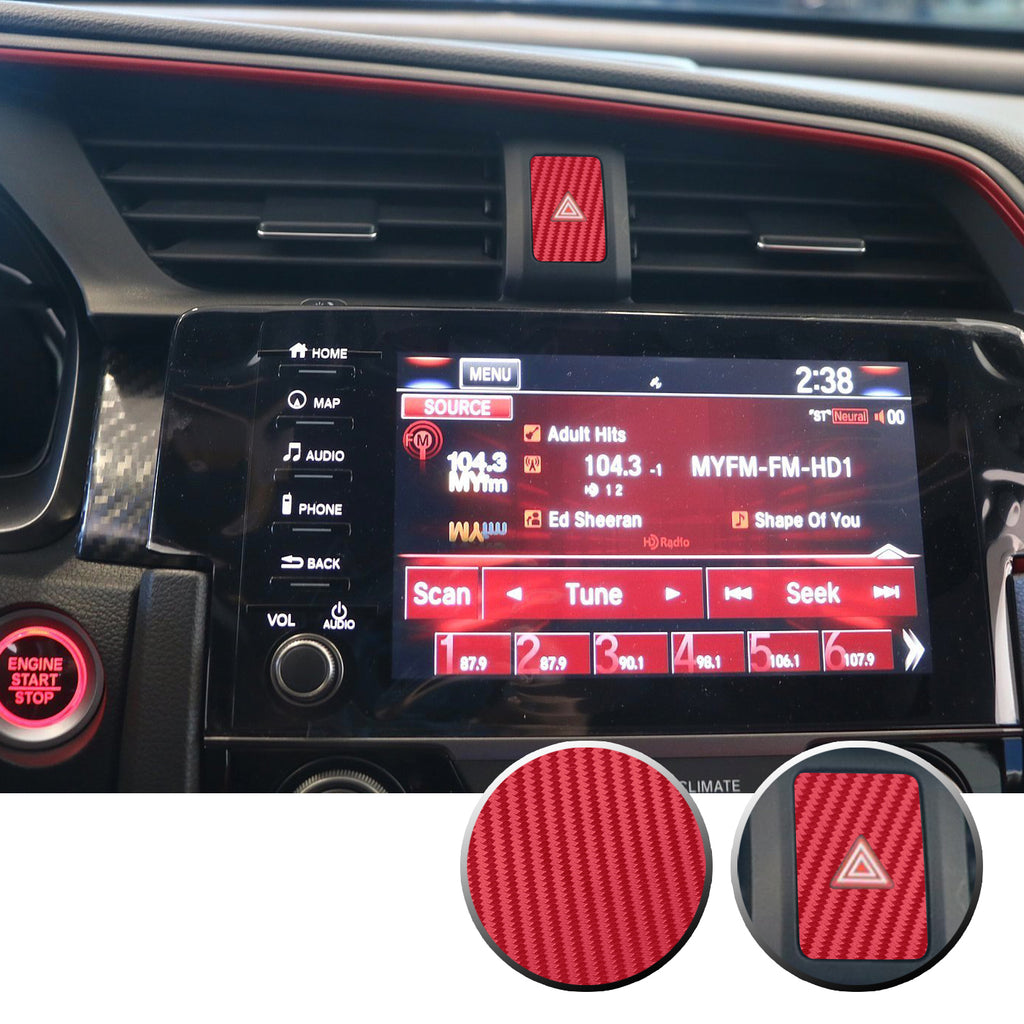 Hazard Warning Lights Button Switch Vinyl Decal Sticker Trim Overlay Compatible with Honda Civic 2016-2020