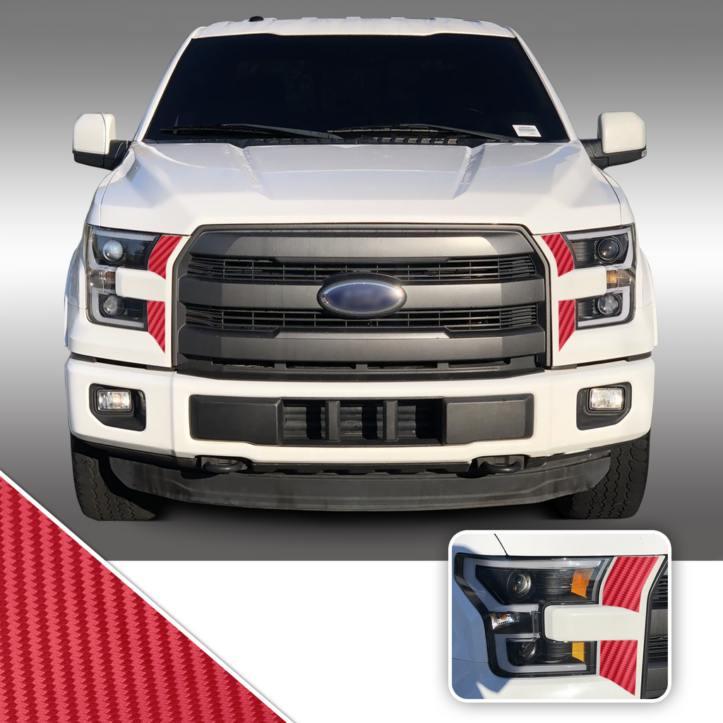 Headlight Front Accents Vinyl Decal Overlay Wrap Trim Compatible with and Fits F-150 2015-2017