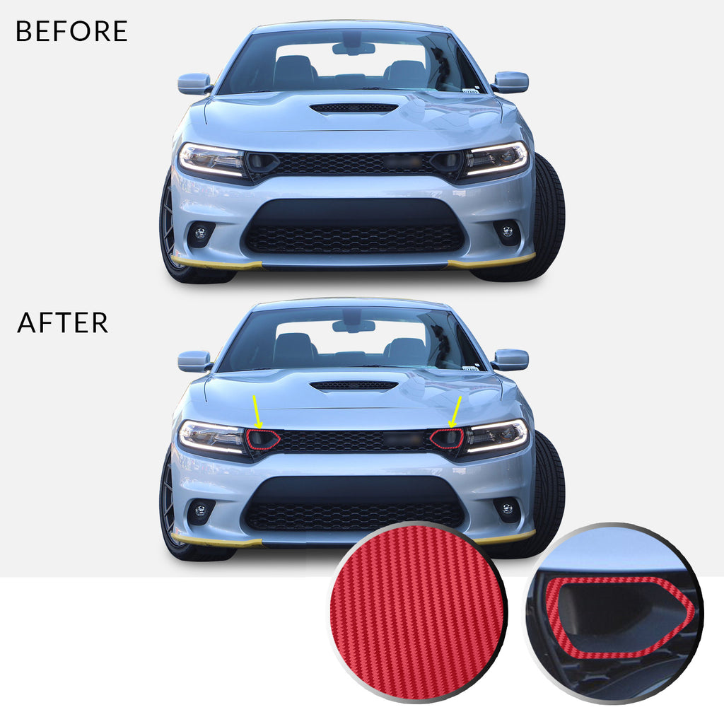 Front Bumper Upper Grille Bezel Overlay Wrap Vinyl Decal Compatible with and Fits Charger Scat Pack 2019