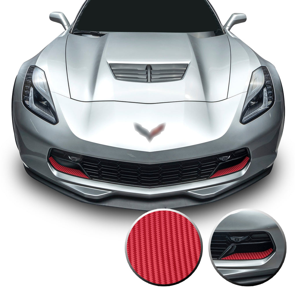 Front Grille Brake Scoop Accent Vinyl Decal Overlay Wrap Compatible with Corvette C7 Z06 Grand Sport 2014-2019