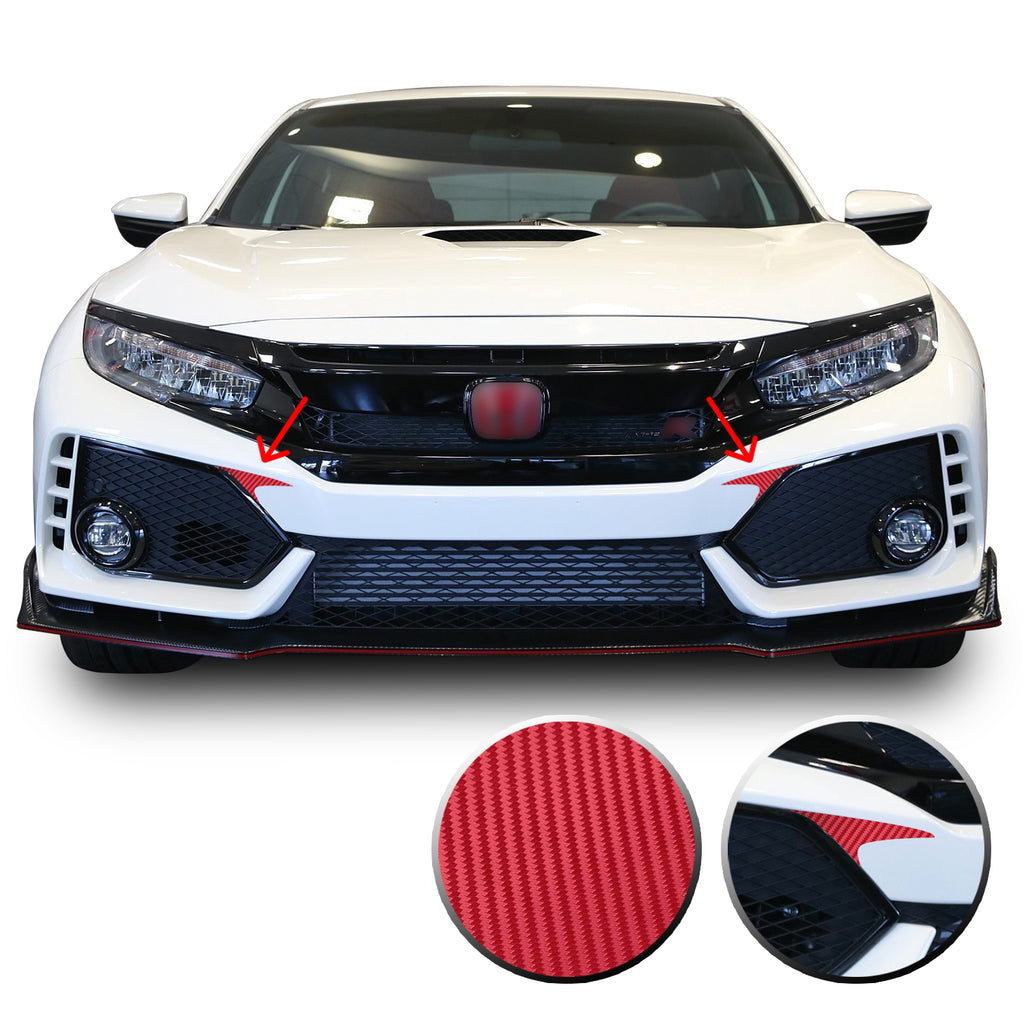Front Bumper Fangs Accent Vinyl Decal Overlay Wrap Compatible with Honda Civic Sedan Coupe SI Hatchback Type R 2016-2020
