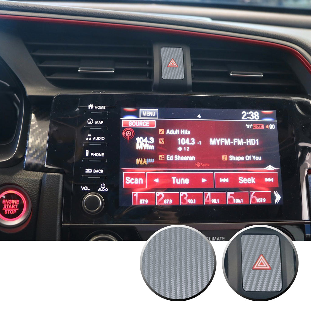 Hazard Warning Lights Button Switch Vinyl Decal Sticker Trim Overlay Compatible with Honda Civic 2016-2020