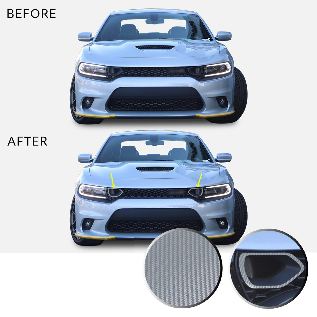 Front Bumper Upper Grille Bezel Overlay Wrap Vinyl Decal Compatible with and Fits Charger Scat Pack 2019