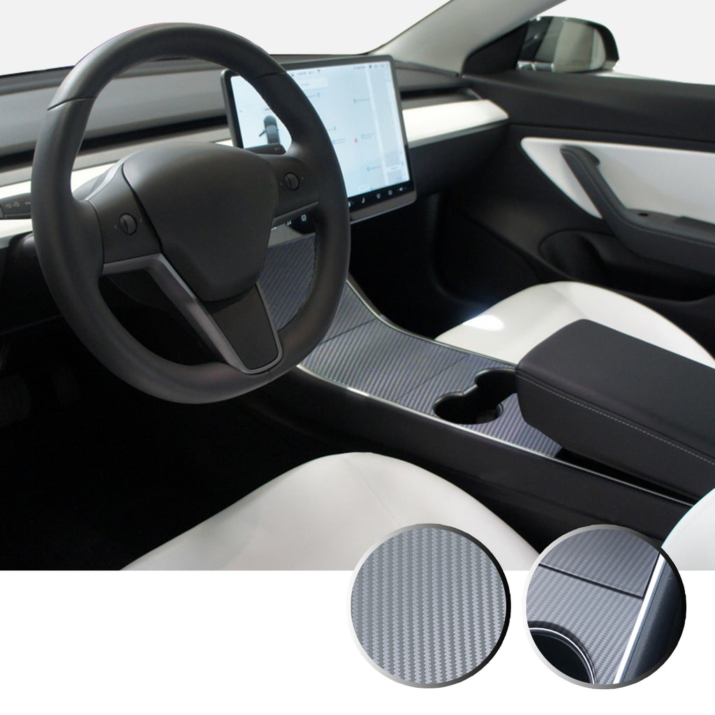 Center Console Vinyl Decal Overlay Trim Wrap Compatible with and Fits Model 3 2017-2020