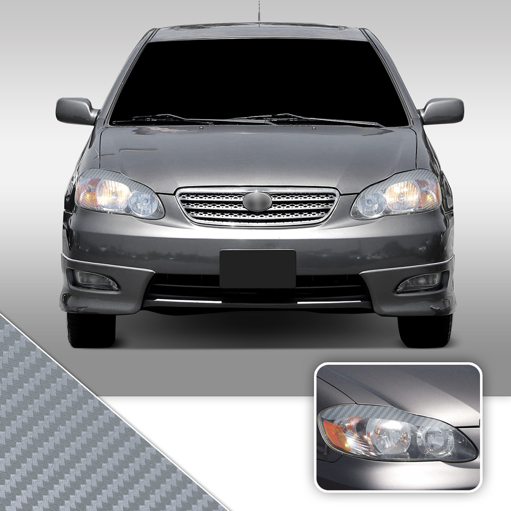 Headlight Eyelid Eyebrow Overlay Accent Pre Cut Vinyl Decal Wrap Compatible with Toyota Corolla 2003-2008