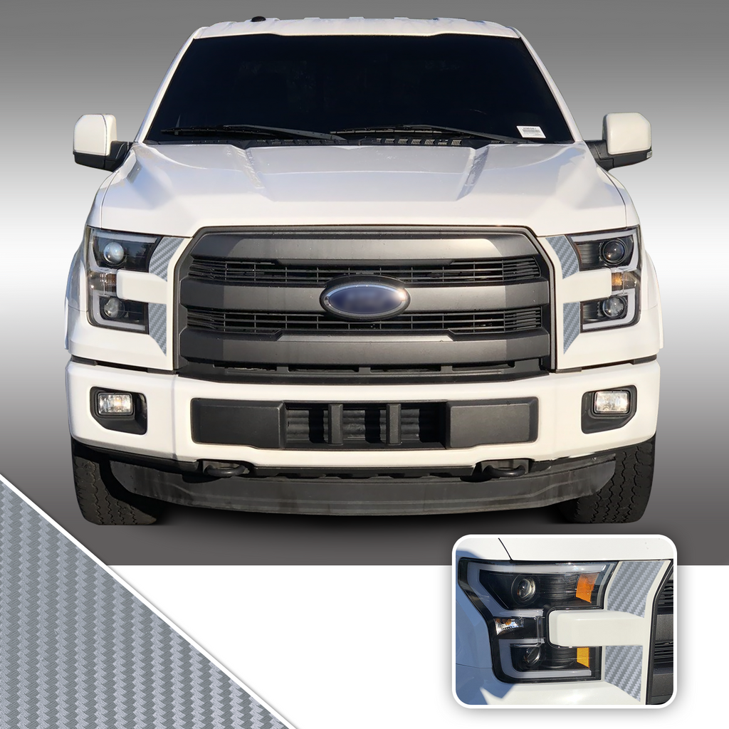 Headlight Front Accents Vinyl Decal Overlay Wrap Trim Compatible with and Fits F-150 2015-2017