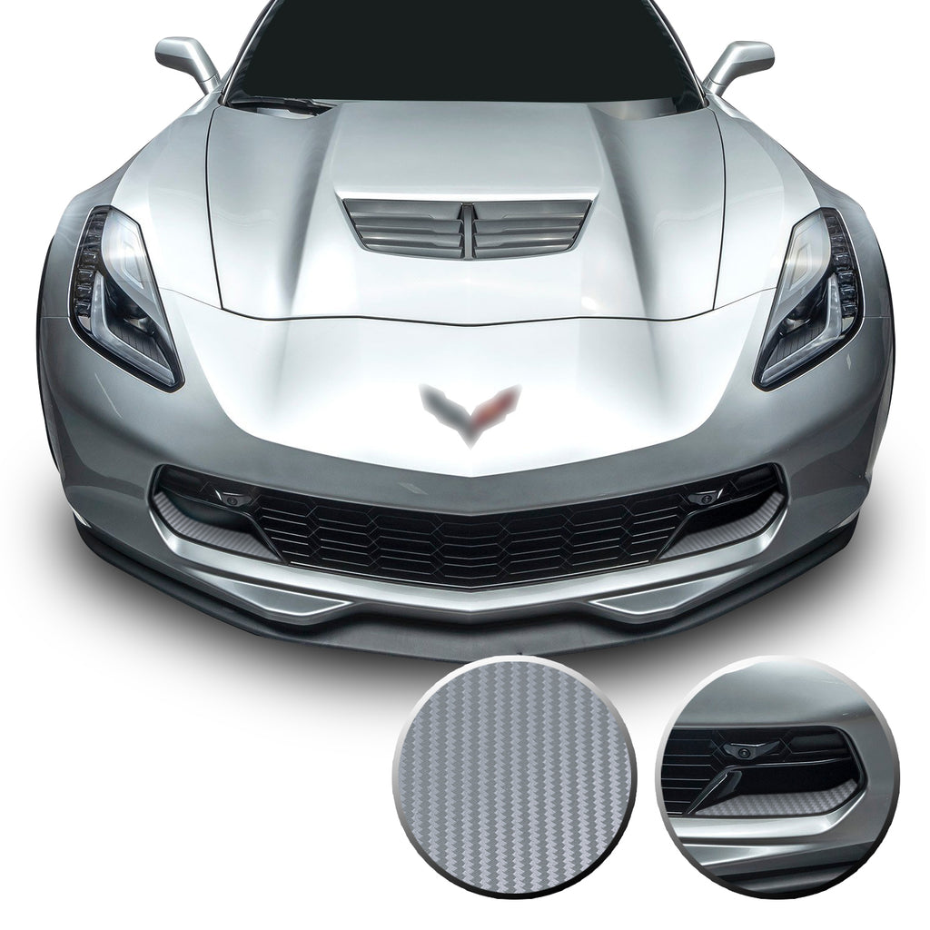 Front Grille Brake Scoop Accent Vinyl Decal Overlay Wrap Compatible with Corvette C7 Z06 Grand Sport 2014-2019