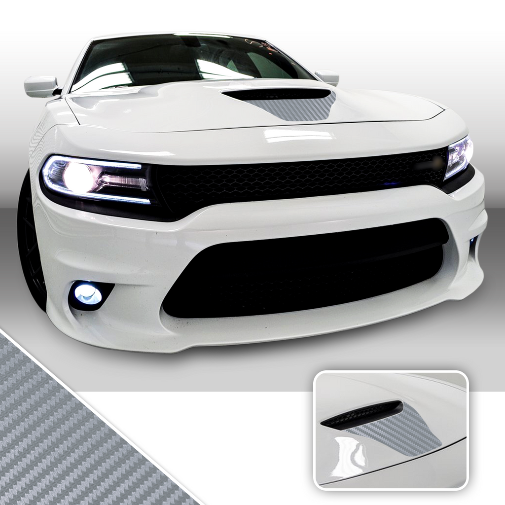 Front Hood Scoop Vinyl Wrap Decal Kit Compatible with and fits Charger Scat Pack 2015-2020