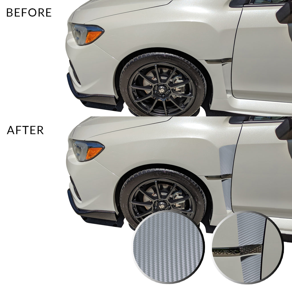Front Fender Upper Lower Trim Vinyl Decal Overlay Wrap Inserts Sticker Compatible with and Fits WRX STi 2015-2019