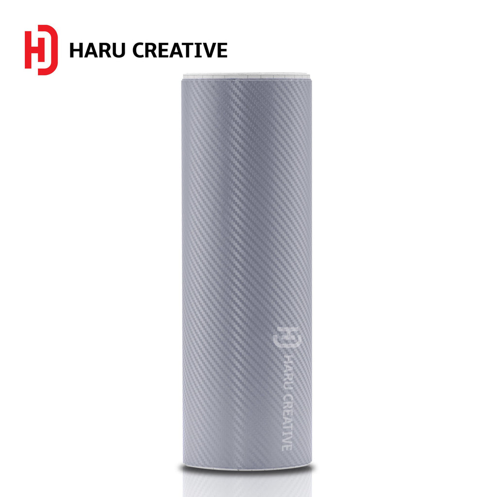 Silver 3D Carbon Fiber Vinyl Wrap - Adhesive Decal Film Sheet Roll - Haru Creative 3D Carbon Fiber