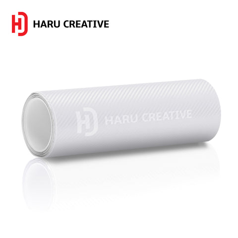 White 3D Carbon Fiber Vinyl Wrap - Adhesive Decal Film Sheet Roll - Haru Creative 3D Carbon Fiber