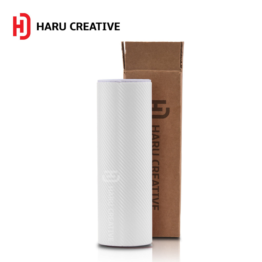 White 3D Carbon Fiber Vinyl Wrap - Adhesive Decal Film Sheet Roll - Haru Creative 3D Carbon Fiber