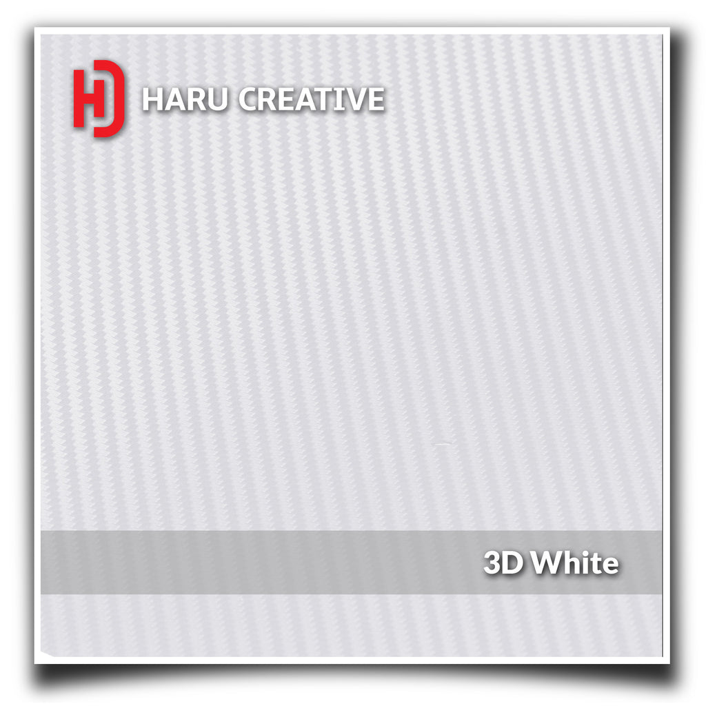 White 3D Carbon Fiber Vinyl Wrap - Adhesive Decal Film Sheet Roll - Haru Creative 3D Carbon Fiber