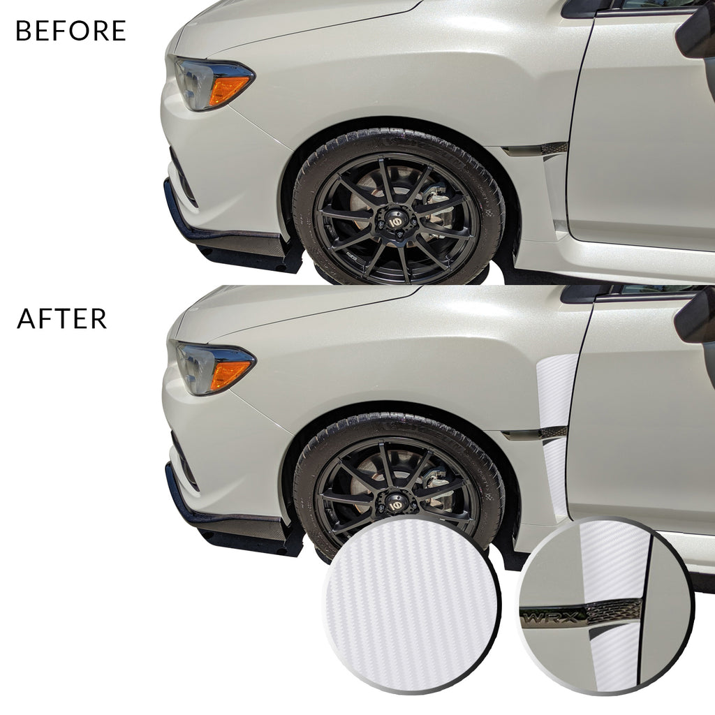 Front Fender Upper Lower Trim Vinyl Decal Overlay Wrap Inserts Sticker Compatible with and Fits WRX STi 2015-2019