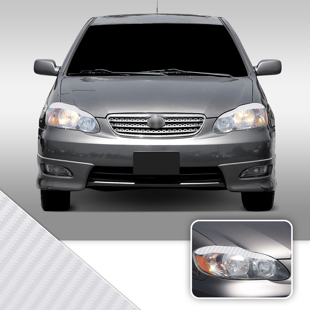 Headlight Eyelid Eyebrow Overlay Accent Pre Cut Vinyl Decal Wrap Compatible with Toyota Corolla 2003-2008