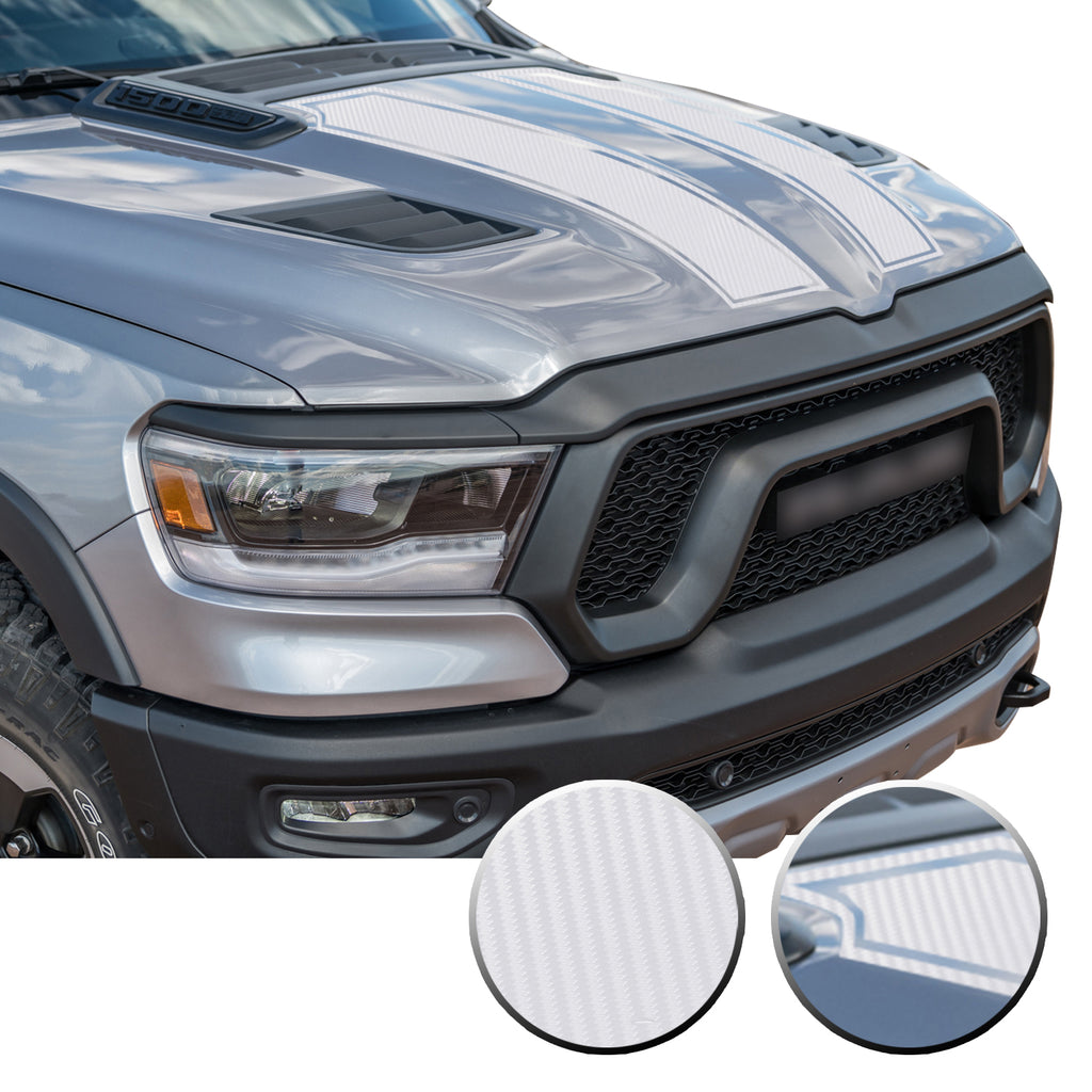 Outlined Hood Scoop Decal Accent Overlay Precut Trim Compatible with and Fits Ram 1500 Rebel Crew Cab Quad Cab 2020