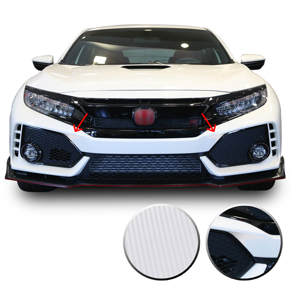 Front Bumper Fangs Accent Vinyl Decal Overlay Wrap Compatible with Honda Civic Sedan Coupe SI Hatchback Type R 2016-2020