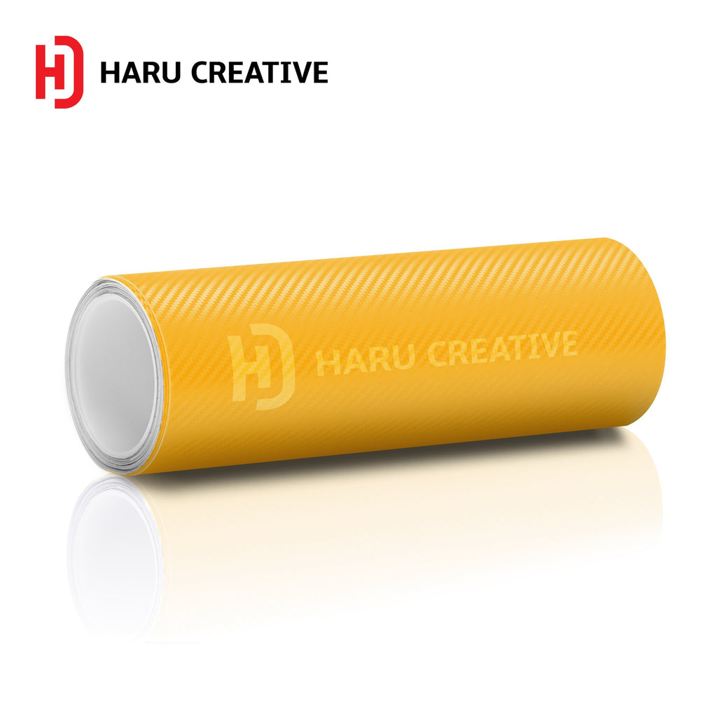 Yellow 3D Carbon Fiber Vinyl Wrap - Adhesive Decal Film Sheet Roll - Haru Creative 3D Carbon Fiber