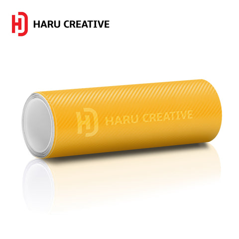 Yellow 3D Carbon Fiber Vinyl Wrap - Adhesive Decal Film Sheet Roll - Haru Creative 3D Carbon Fiber
