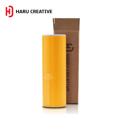Yellow 3D Carbon Fiber Vinyl Wrap - Adhesive Decal Film Sheet Roll - Haru Creative 3D Carbon Fiber