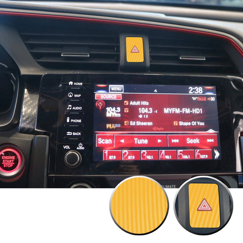 Hazard Warning Lights Button Switch Vinyl Decal Sticker Trim Overlay Compatible with Honda Civic 2016-2020