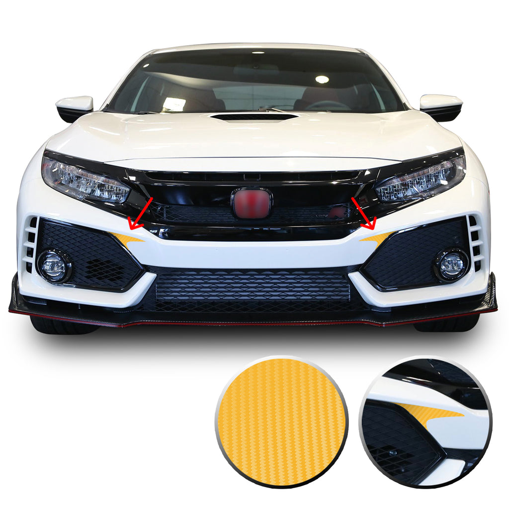 Front Bumper Fangs Accent Vinyl Decal Overlay Wrap Compatible with Honda Civic Sedan Coupe SI Hatchback Type R 2016-2020
